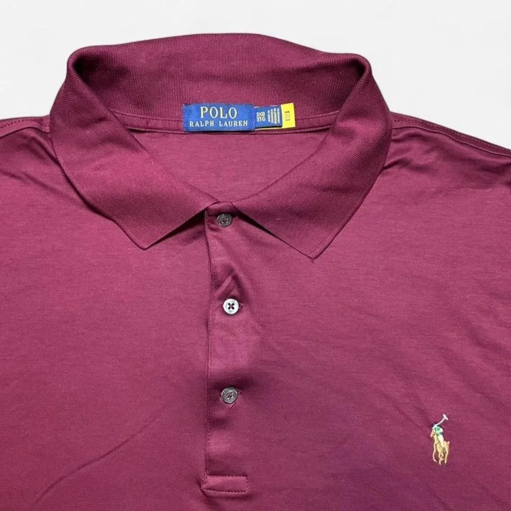 Polo Ralph Lauren Mens Soft Cotton Solid Polo Shirt‎ Red LS Size 3XB